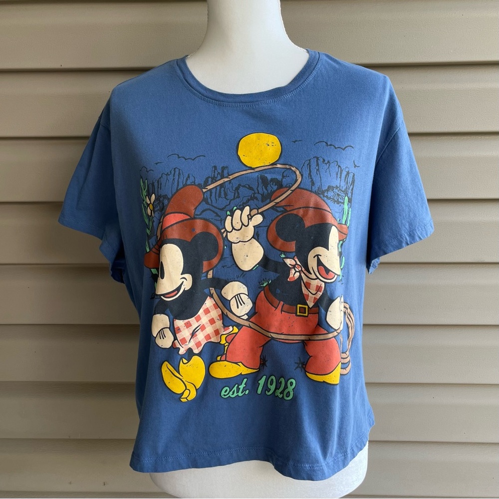 •Disney• Mickey & Minnie Mouse Blue Crop Top - Size 3X - Picture 1 of 7